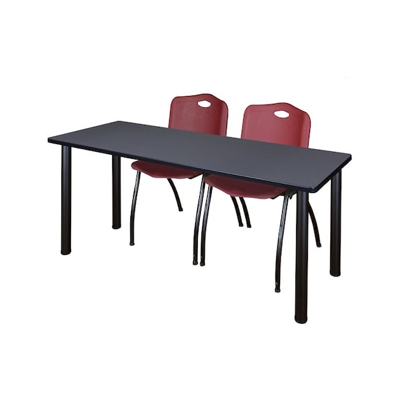 Kee Rectangle Tables > Training Tables > Kee Table & Chair Sets, 66 W, 24 L, 29 H, Grey MT6624GYBPBK47BY - main